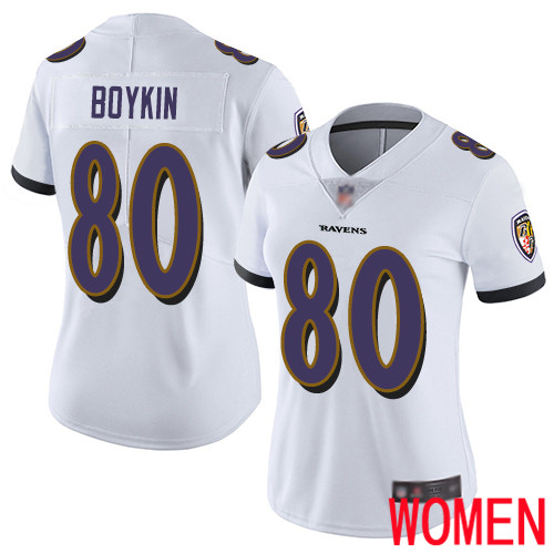 Baltimore Ravens Limited White Women Miles Boykin Road Jersey NFL Football #80 Vapor Untouchable->baltimore ravens->NFL Jersey